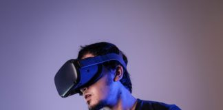 Man with a virtual reality headset