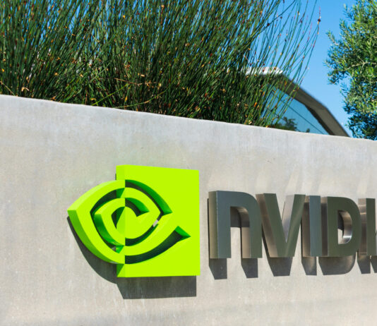 Nvidia logo and sign at company headquarters in Silicon Valley, California